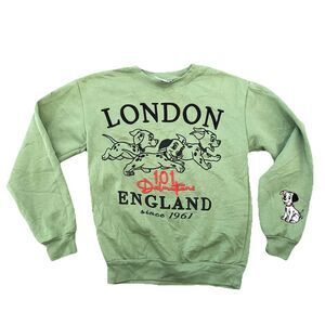 Disney 101 Dalmatians Sweatshirt London England Green Size XS Embroidered